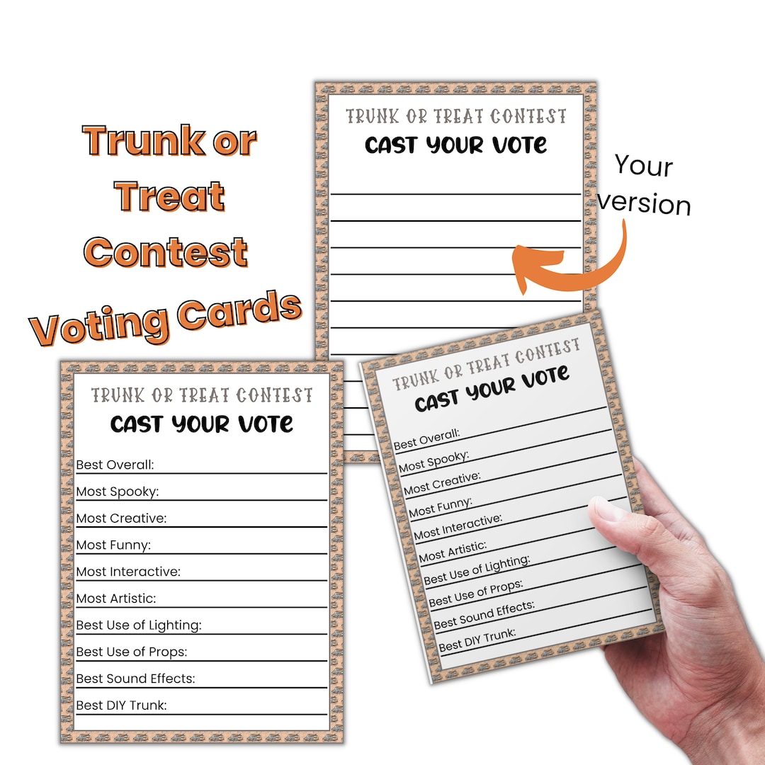 Halloween Trunk or Treat Contest Voting Card, Halloween Ballot Template