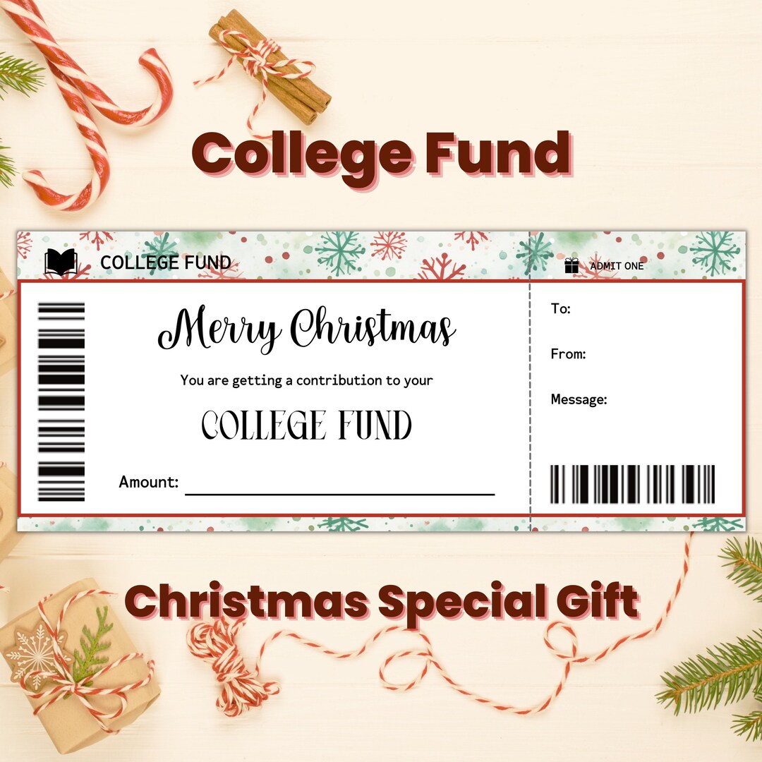 Custom Christmas College Fund Gift Card, Education Gift Certificate ...