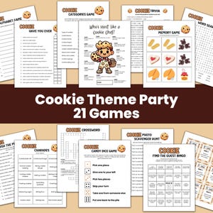 Cookie-Thema Partyspiele Bundle, Cookie Bake Off Backparty Spiel, Tee-Party-Spiele, Cookie-Trivia-Spiel, Cookie-Verkostungsparty, Dessert-Party