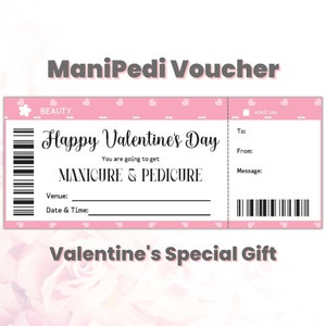 Personalisierte Valentinstag Maniküre Pediküre Geschenkgutschein Vorlage bearbeitbar, Schönheit Geschenkgutschein für Erfahrung, Valentinstag Gutscheine