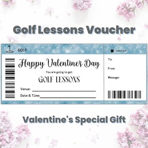 Custom Valentines Golf Lesson Gift Certificate, Golf Lesson Voucher, Golf Lover Gift for Men, Last Minute Valentines Gift, Golf Dad Gift