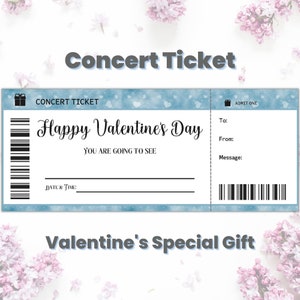 Benutzerdefinierte Valentines Konzertticket Vorlage Geschenkgutschein, DIY Konzerttickets Geschenk für Konzertliebhaber, Konzertbesucher, Überraschungsticket