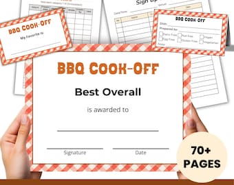 BBQ Cook Off Backyard Party Kit, Barbecue Cook Off-wedstrijd, grillwedstrijd, Cook Off-stembiljetten, certificaat, aanmeldformulier, bbq-bord
