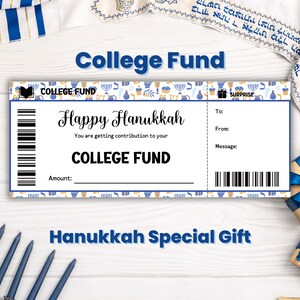 Plantilla personalizada de cupón de regalo de Hanukkah: Plantilla de cupón de fondo universitario