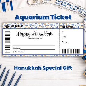 Personalisierte Chanukka Geschenkgutschein Vorlage: Aquarium Ticket Vorlage