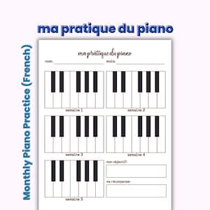 Maandelijks pianooefenschema (Franse versie), pianooefenlogboek