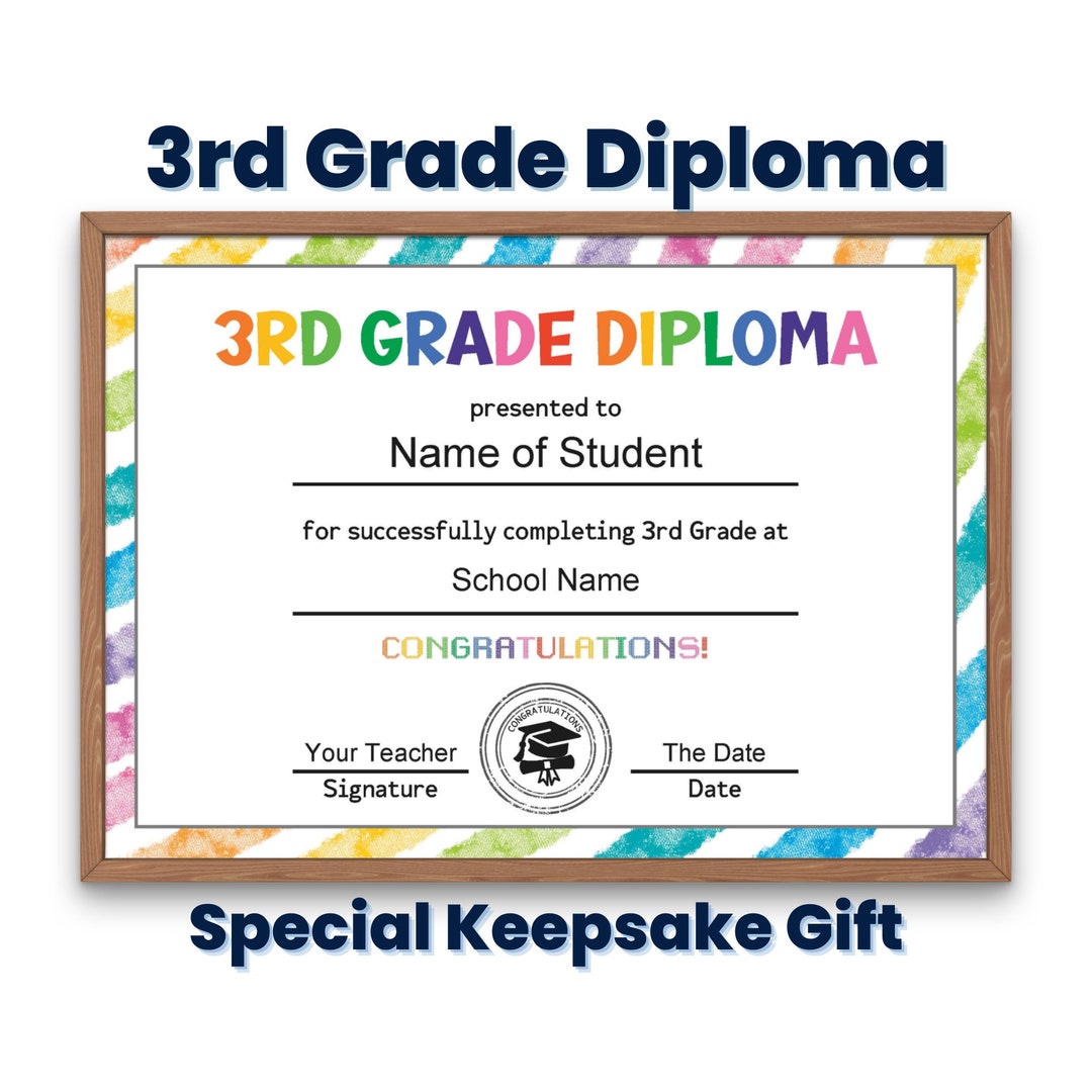 Third Grade Diploma Certificate Template Custom Printable 3rd Grade third-grade-diploma-certificate-template-custom-printable-3rd-grade