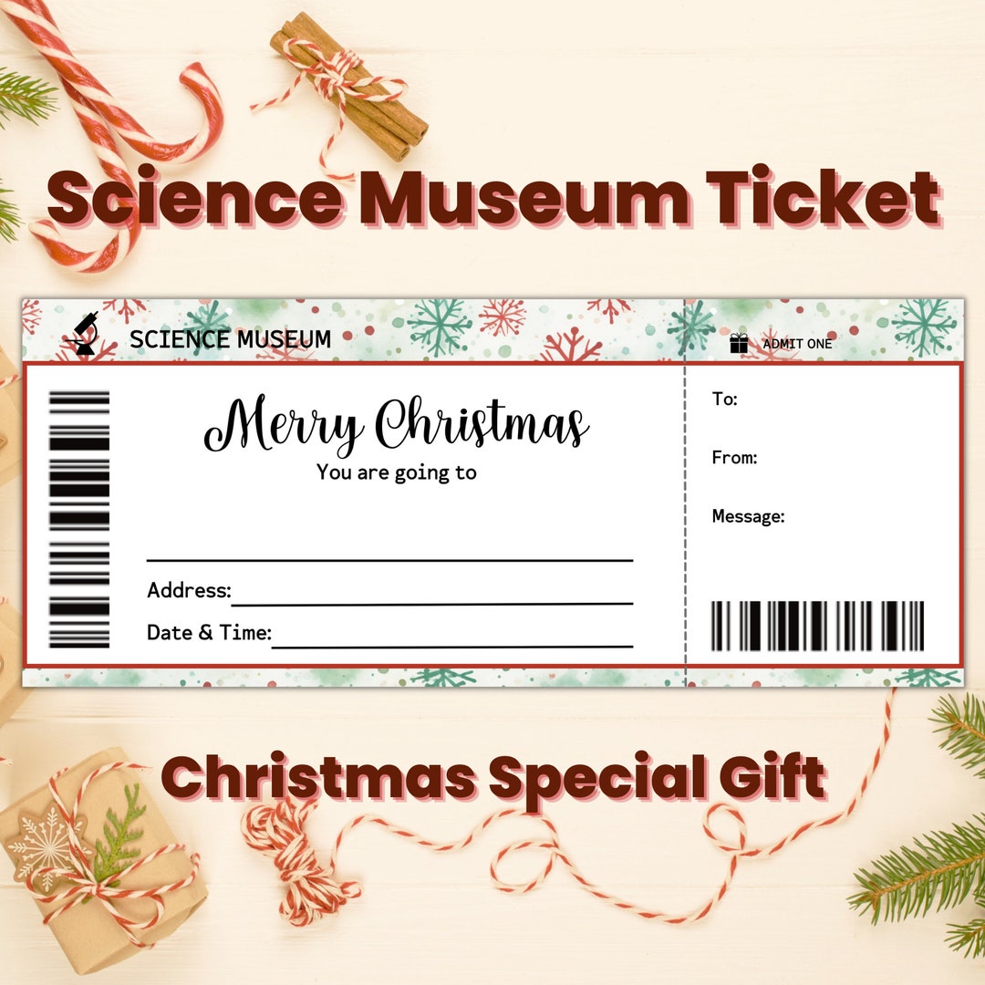 Custom Christmas Science Museum Ticket Gift Coupon Template Etsy