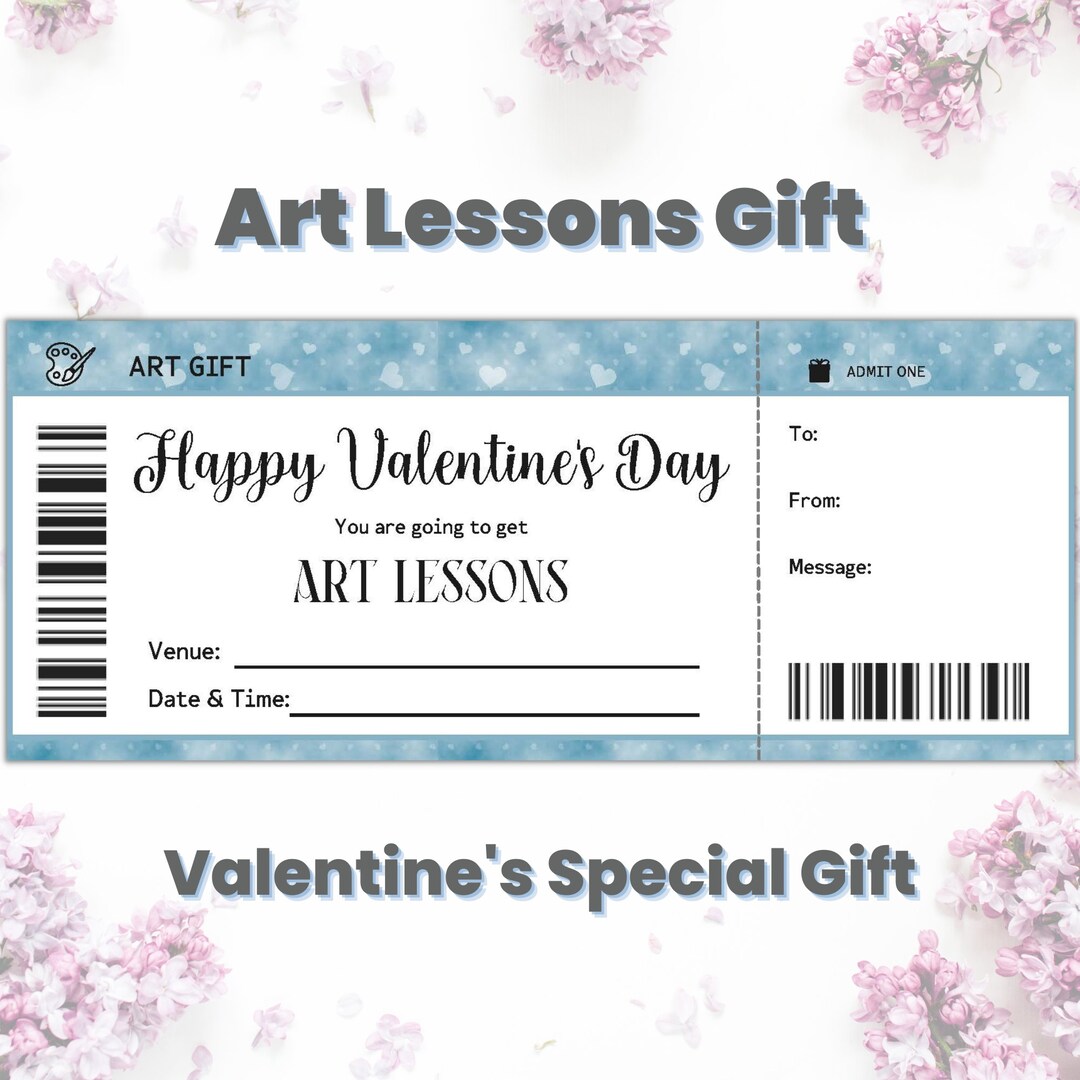 Custom Valentines Art Lesson Gift Certificate, Art Lesson Voucher, Art ...