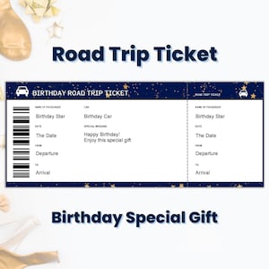 Custom Happy Birthday Road Trip Ticket Geschenkgutschein, bearbeitbares Ticket to Ride, Surprise Trip Ticket, Girls Trip Geschenkidee, Last Minute