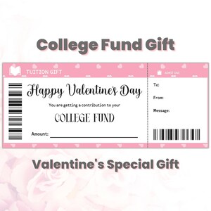 Gepersonaliseerde Valentijnsdag College Fonds Cadeaubon Sjabloon Bewerkbaar, College Geschenken Vrouwen, Studentencadeaus voor geliefden, Last Minute Cadeau