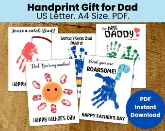 Kids Handprint Gifts Father's Day Bundle, Baby, Toddler, Child DIY Handprint Craft Gift for World's Best Dad, Printable Art Craft.