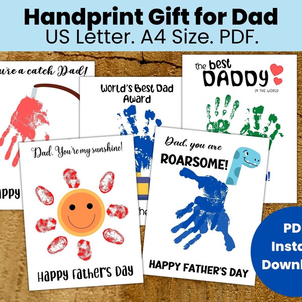 Kids Handprint Gifts Father's Day Bundle, Baby, Toddler, Child DIY Handprint Craft Gift for World's Best Dad, Printable Art Craft.