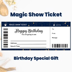 Magic Show Ticket Geschenk Coupon Vorlage, Custom Happy Birthday Event Ticket Geschenkgutschein, Eintrittskarte für Show, Last Minute Geschenke