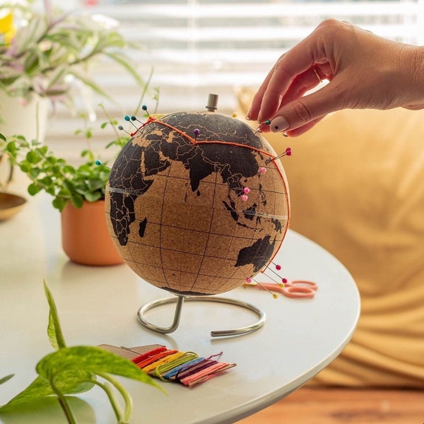 Cork Globe - Worldwide travel map with pins, world ball map