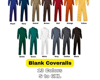 Blank Work Coverall, Personalized coveralls, women's coveralls, men's prisoner jumpsuit, white painters Unisex jumpsuit, S to 6XL