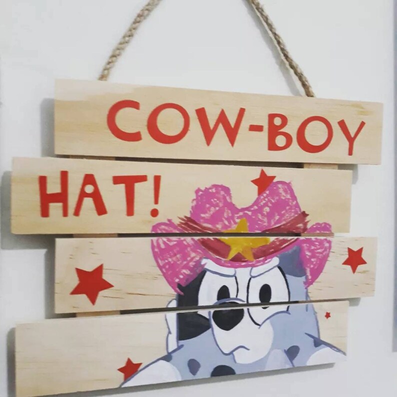 Bluey Plaque MUFFIN Cowboy Hat Plaque Handpainted Cbeebie Etsy