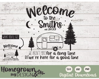 Welcome To The Personalized Camp SVG - Custom Family Camping Sign Design - Camping SVG - Camper SVG - Travel Trailer Family svg