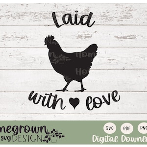 May include: A black silhouette of a chicken with the text 
