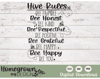 Hive Rules Family SVG - Classroom Rules SVG - Honey Bee SVG - Hive Rules Sign Supply - Cricut Cut File - Honey Bee Design - Digital Download