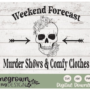 Pronóstico de fin de semana Espectáculos de asesinatos y ropa cómoda SVG - Espectáculos de asesinatos y camisa de ropa cómoda - Espectáculos de asesinatos y calcomanía de ropa cómoda