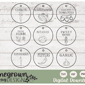 Garden Vegetable Label SVG - Garden Tags - Vegetable Labels - Digital Download - Garden Decor - Veggie Tags