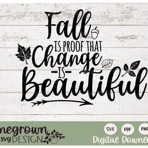 Fall Is Proof That Change Is Beautiful SVG - Fall Decor SVG - Fall Printable, Autumn Quote - Fall Quote - Digital Download