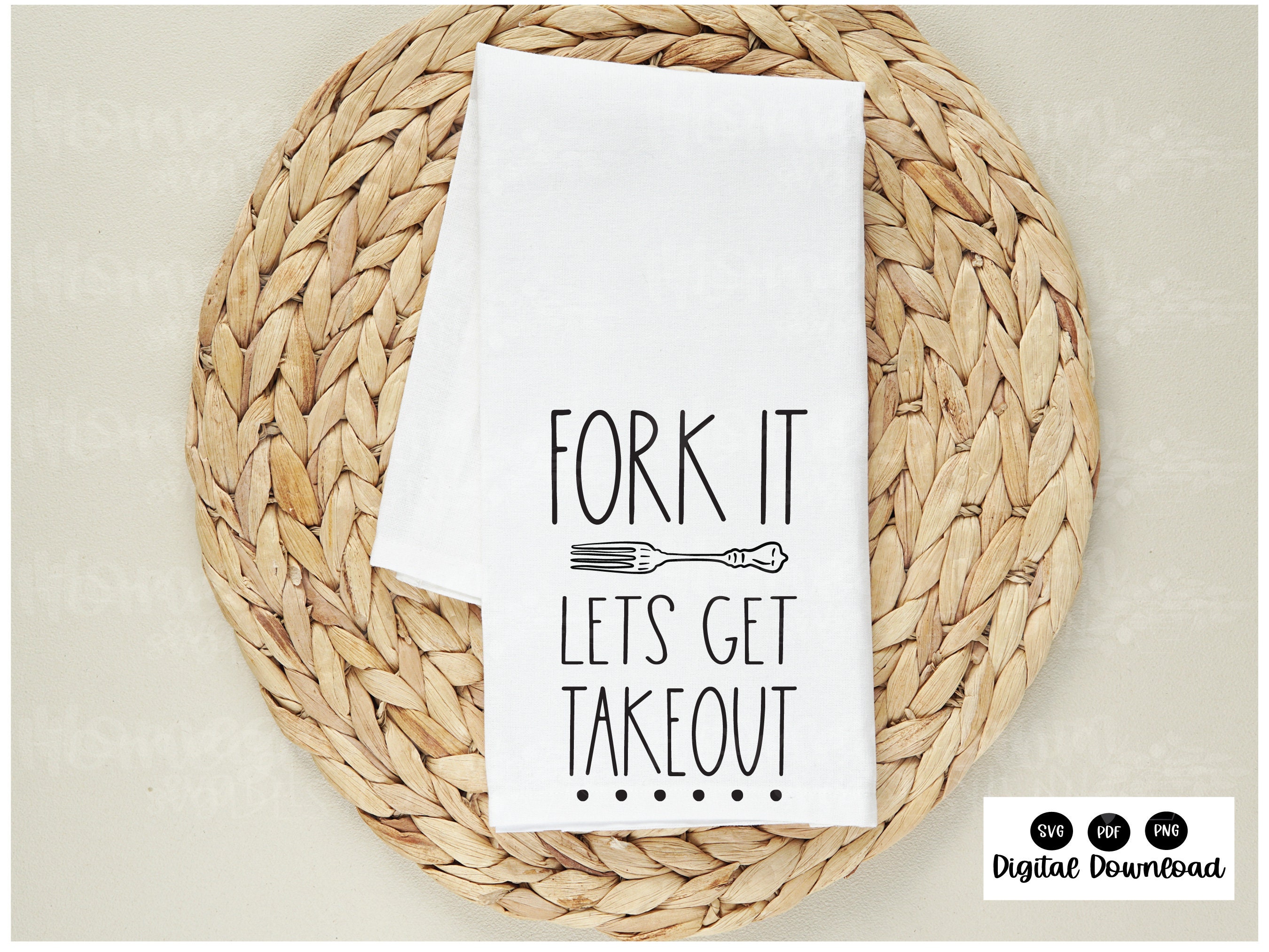 Fork It Let's Get Take Out SVG Funny Kitchen Quote Minimalist Style