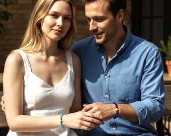 Pink and Blue Couple Bracelets Magnetic Heart Gift for Valentine Galantine Day