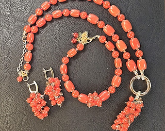 Summer Coral Jewelry Set The Mediterranean Collection Gift for Women