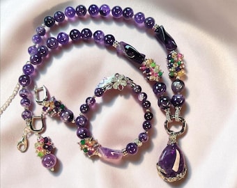 Amethyst Necklace Bracelet Earrings February Birthstone Gift for Her