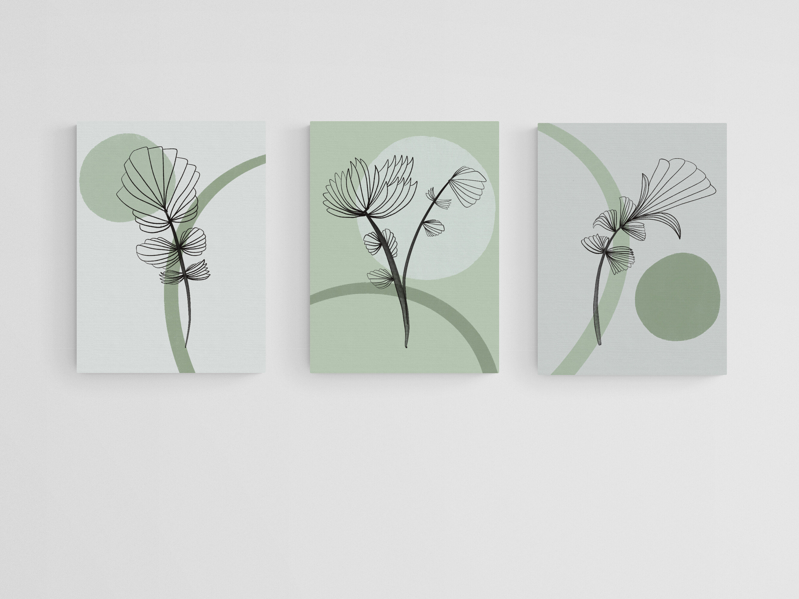 Set of 3 Green Botanical Wall Art Prints Botanical Wall Etsy Australia