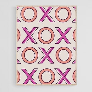 Pink XO Wall Art Print, Preppy Wall Art, Dorm Decor for College Girls, Teen Room Decor Poster, Digital Download, Printable Wall Art, XO Art