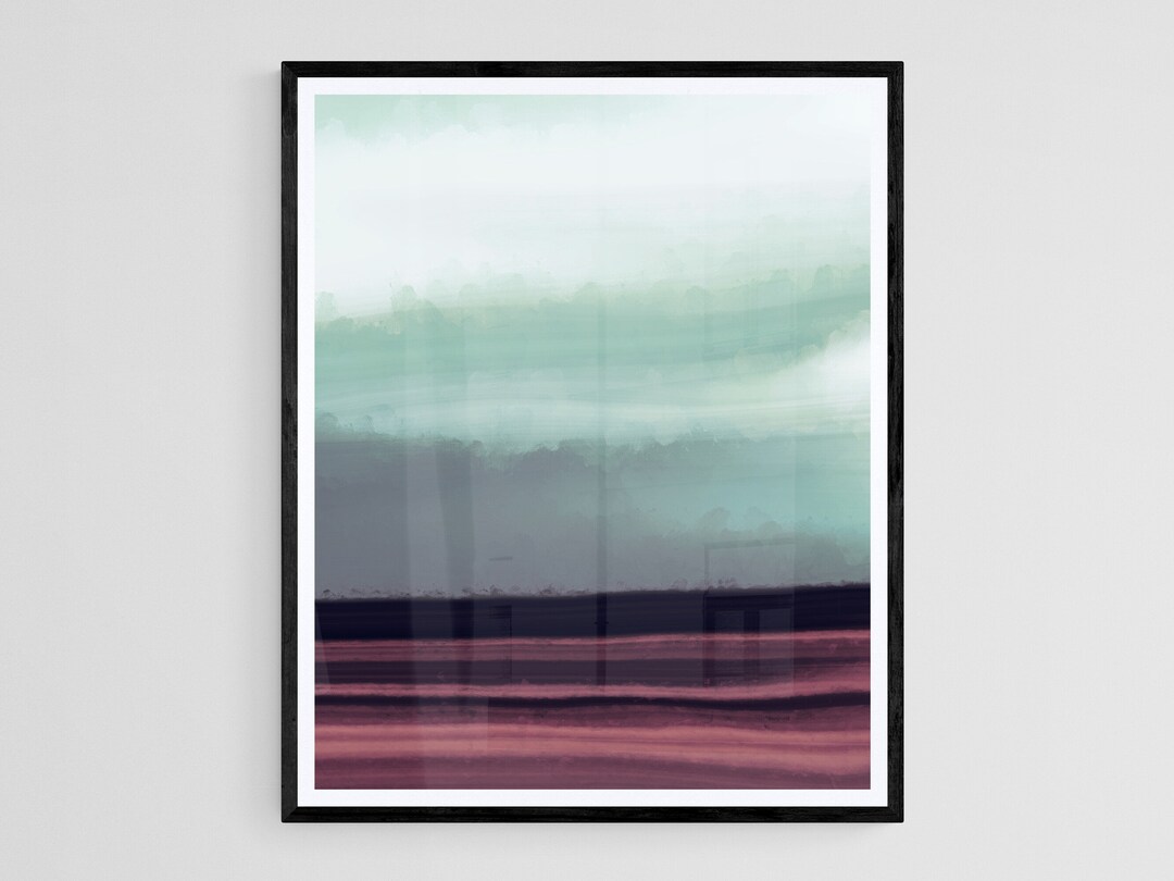 Minimalist Landscape Wall Art Print, Modern Digital Painting, Abstract ...