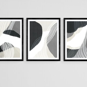 Abstract Minimalist Wall Art Set of 3 Downloadable Prints, Simple Nordic Neutral Printable Wall Art Set for Home or Work