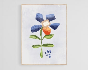 Simple Abstract Floral Wall Art Printable, Minimalist Scandinavian Design Flower Downloadable Art Print for Work or Home