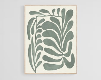 Abstract Botanical Print, Sage Green Wall Art, Neutral Wall Art, Abstract Wall Art, Beige Printable Art, Digital Download, Botanical Poster