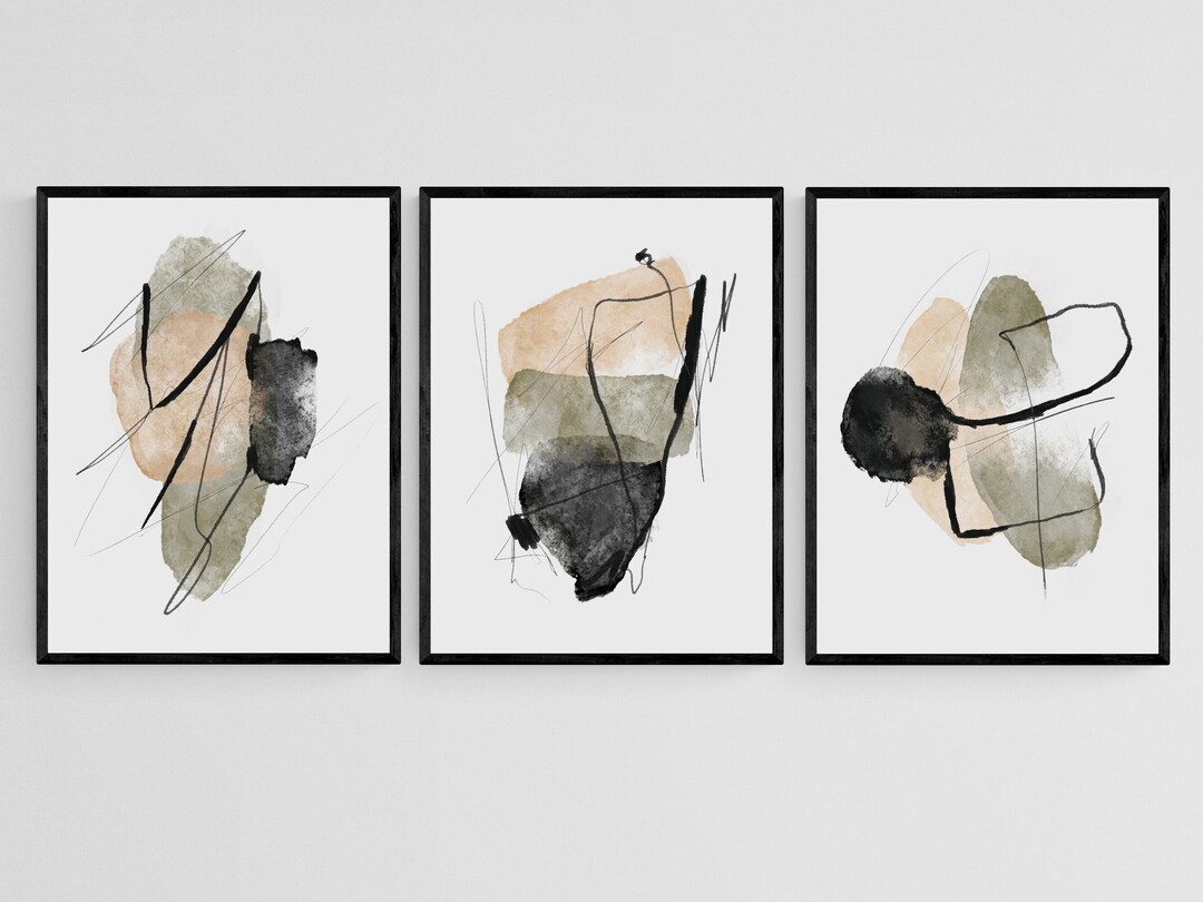Minimalist Abstract Gallery Wall Art Poster Set of 3 Digital Prints