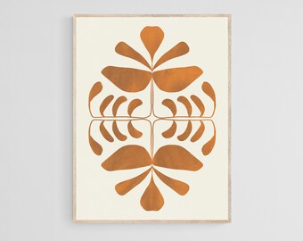 Terracotta Wall Art, Abstract Botanical Print, Printable Wall Art, Minimalist Wall Art, Burnt Orange Home Decor, Abstract Printable Wall Art