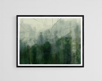 Abstract Forest Wall Art Print, Forest Landscape Digital Art, Green Forest Digital Print, Nature Print, Modern Art, Minimaliste, Home Decor