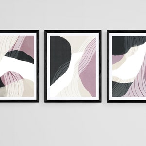 Set of 3 Art Prints Blush Pink Minimalist Neutral Abstract Shapes Art, Contemporary Wall Art, Modern Nordic Art Prints, Designer Wall Art