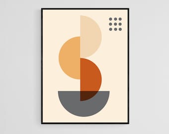 Abstract Wall Art Earth Tones Print, Mid Century Modern Wall Art Digital Print, Abstract Geometric Digital Download Print, Minimalist Print