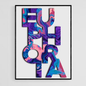 Euphoria Aura Poster, Grainy Gradient Poster, Affirmation Poster, Indie Printable Wall Art, Aesthetic Room Decor, Psychedelic Home Decor