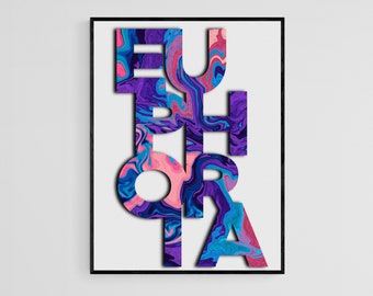 Euphoria Aura Poster, Grainy Gradient Poster, Affirmation Poster, Indie Printable Wall Art, Aesthetic Room Decor, Psychedelic Home Decor