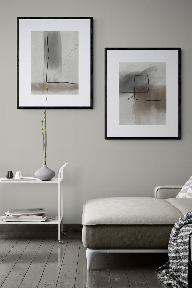 Modern Neutral Gallery Wall Art, Set of 3 Griege Nordic Prints, Simple ...