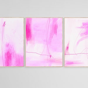 Pink Wall Art Set of 3 Prints, Preppy Wall Art, 3 Piece Wall Art, Gallery Wall Set of Pink Abstract Prints, Pink Poster Set, Pink Poster Art