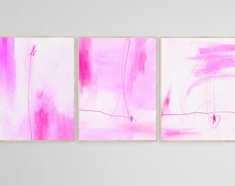 Pink Wall Art Set of 3 Prints, Preppy Wall Art, 3 Piece Wall Art, Gallery Wall Set of Pink Abstract Prints, Pink Poster Set, Pink Poster Art