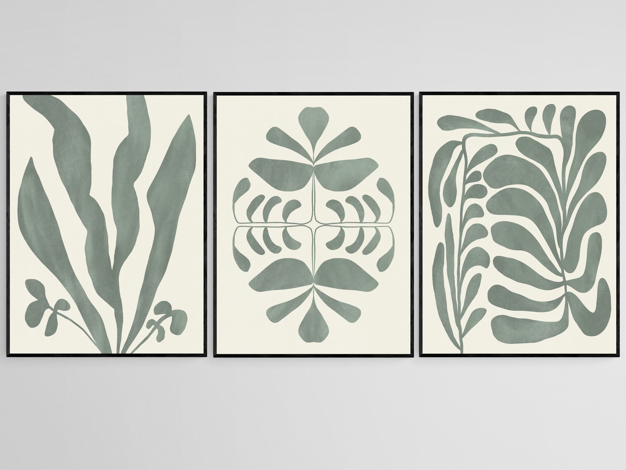 Sage Green Wall Art Set Neutral Wall Art Set of 3 Abstract Etsy UK