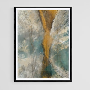 Large Wall Art Original Abstract Painting, Teal Abstract Art, Teal and Orange Painting, Digital Painting, Contemporary Art Print