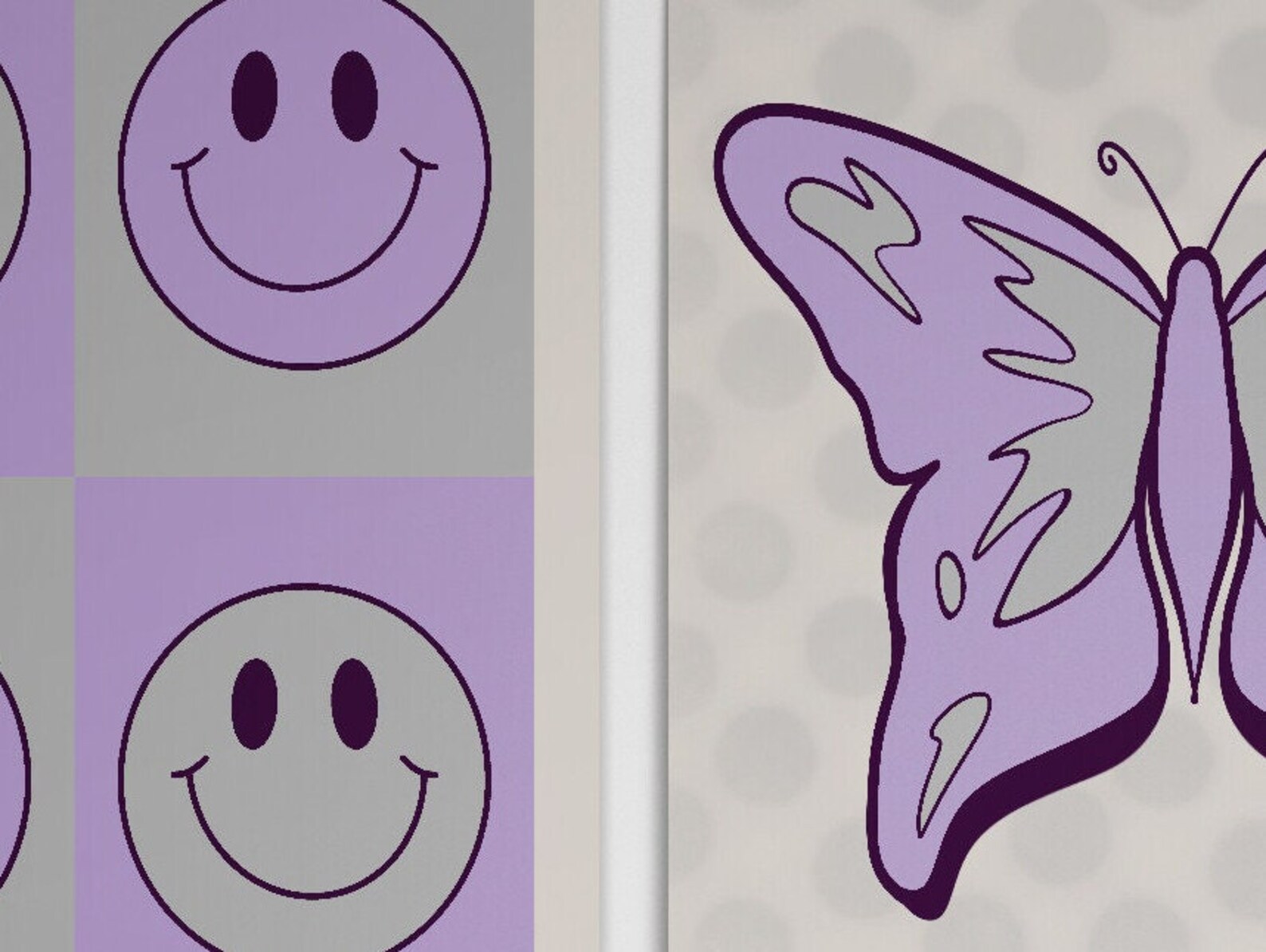 Purple Wall Art Collage Preppy Wall Art Dorm Decor for Etsy